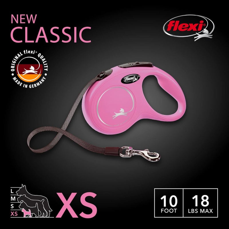 FLEXI New Classic Tape Retractable Dog Leash for X-Small Dogs Upto 26 lbs. â€“ 10 ft., Pink | Tangle Free Pet Walking Leash with One-Handed Brake, Pause, Lock|German Quality Product - Image 2